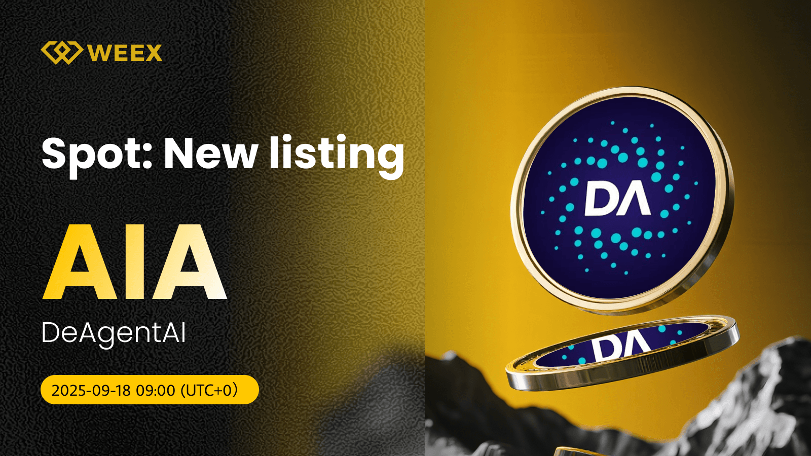 معاملات AIA USDT به صورت زنده در WEEX انجام میشود: سکه DeAgentAI (AIA)